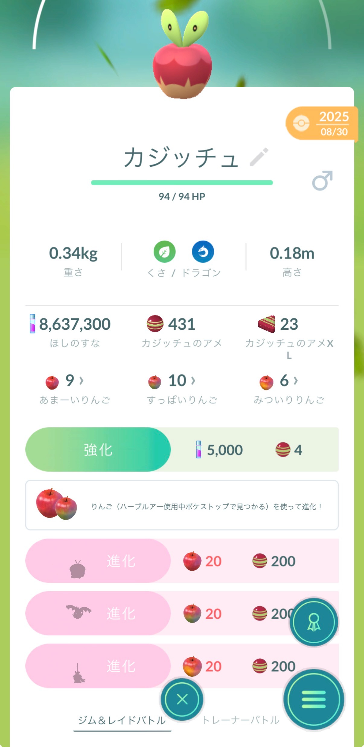 カジッチュ　りんごと進化.jpg