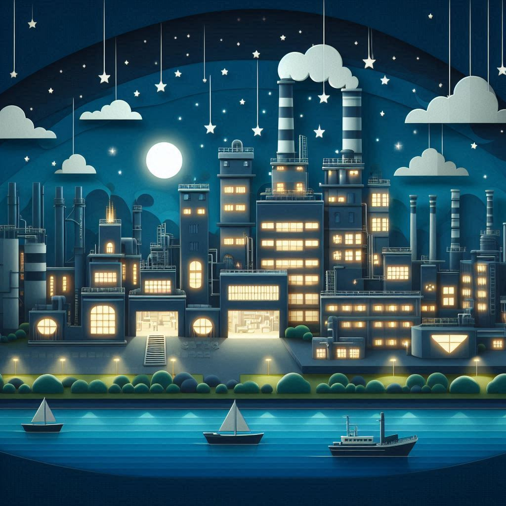 工場夜景の日をイメージしたペーパークラフト調のイラスト (1).png