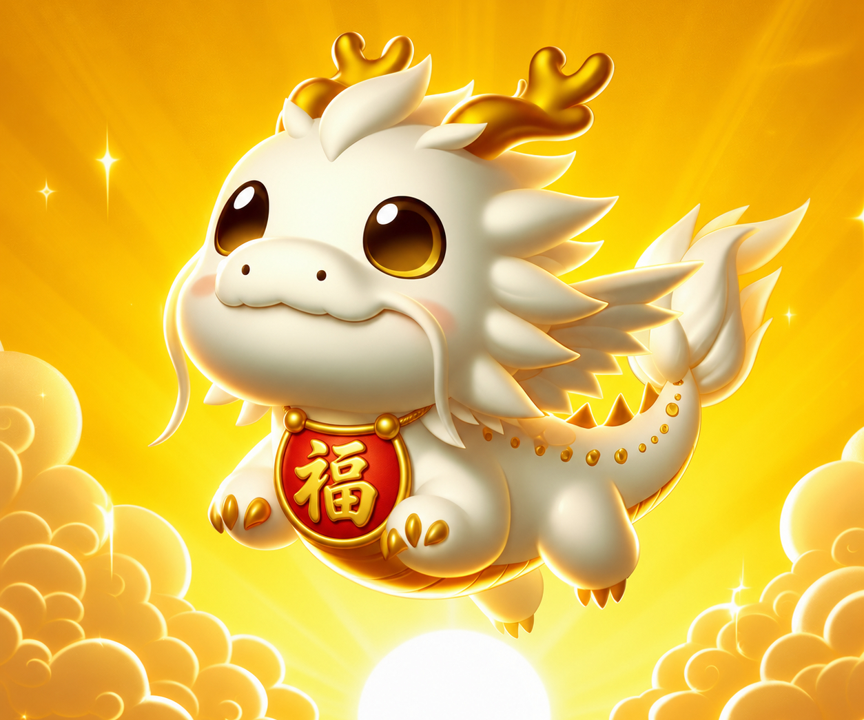 金縁の福飾りを付けた白い子竜3.png