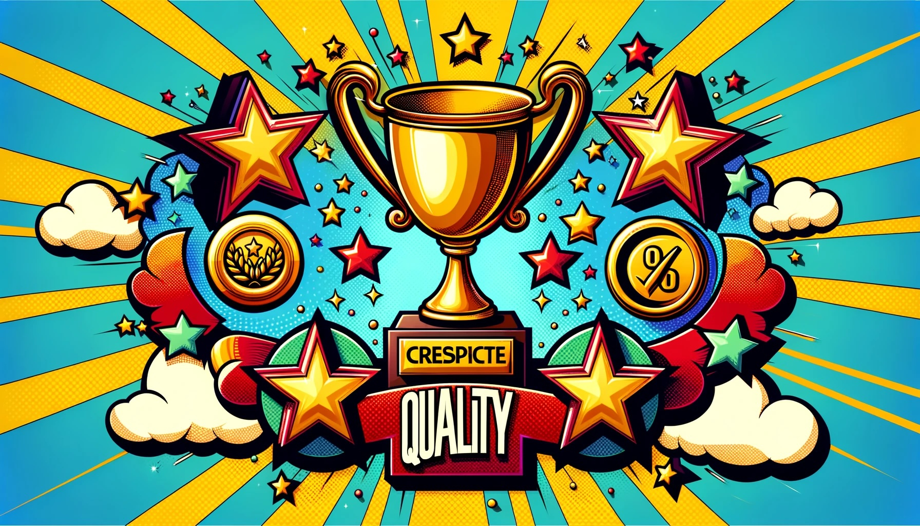 DALL·E 2024-02-25 14.11.37 - Create a 16_9 3D computer graphics image that represents the concept of quality in a pop-art style. The image should feature symbols of excellence andのコピー.jpg