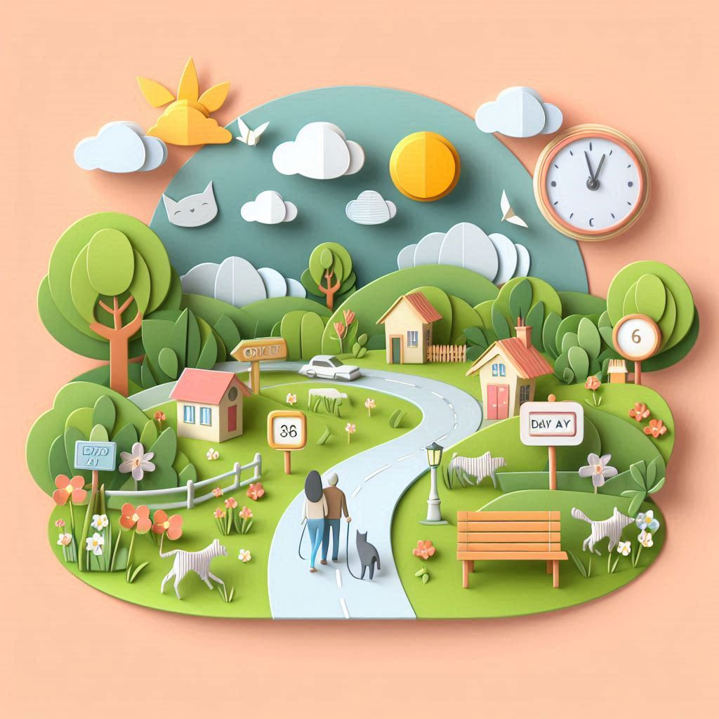 ペーパークラフト調の散歩にゴーの日をイメージしたイラスト。 (2).png