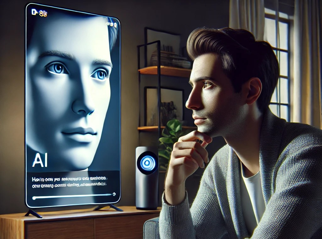 DALL·E 2025-05-17 23.43.16 - A realistic near-future scene, about one year from now, where a person in their 30s is sitting seriously in front of a typical AI assistant. The AI ap.jpg