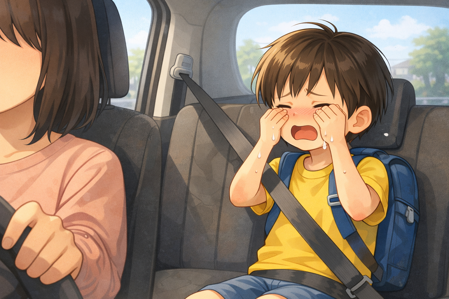 泣いている少年と車の中.png