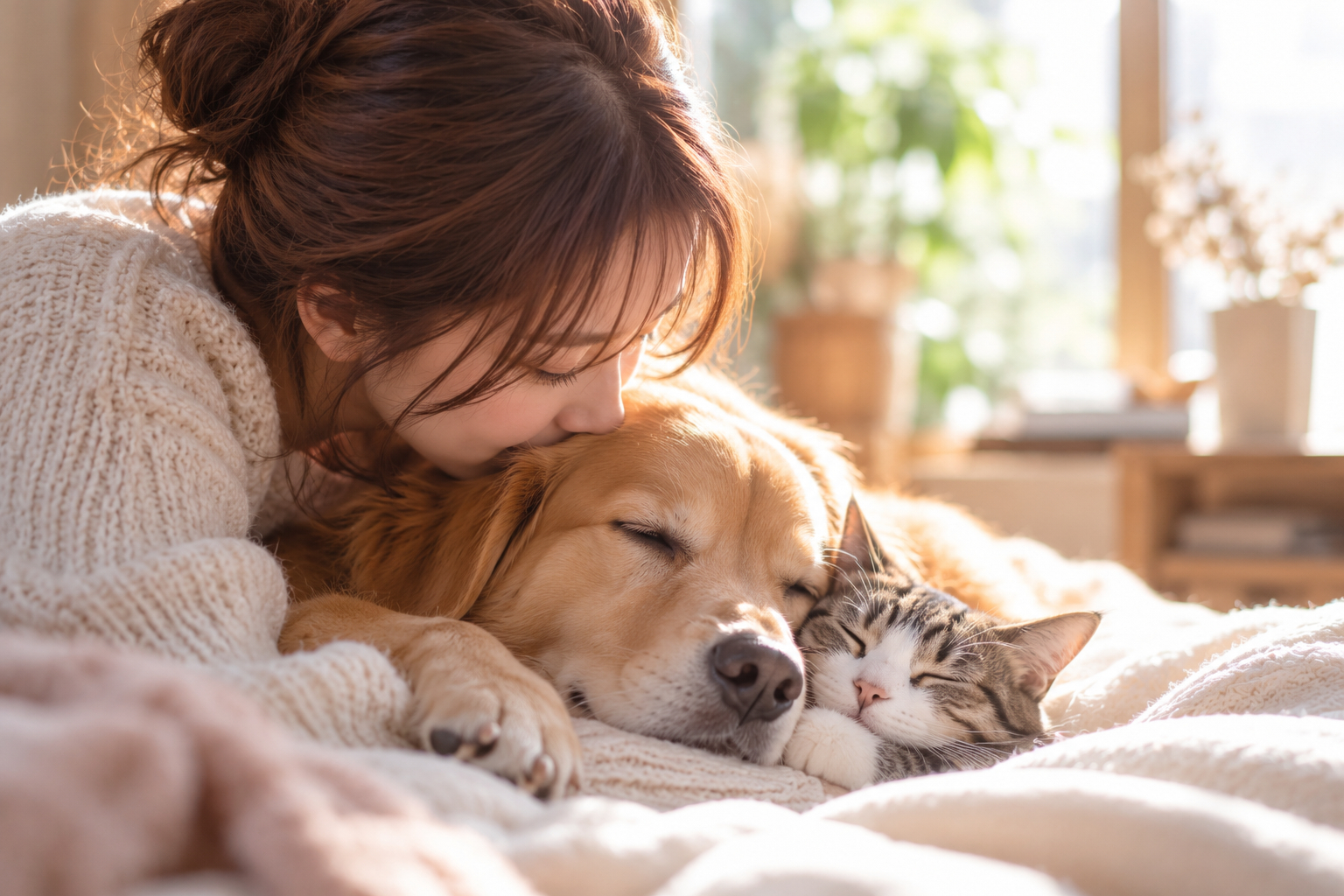 窓辺で寄り添う、犬と猫と彼女.png
