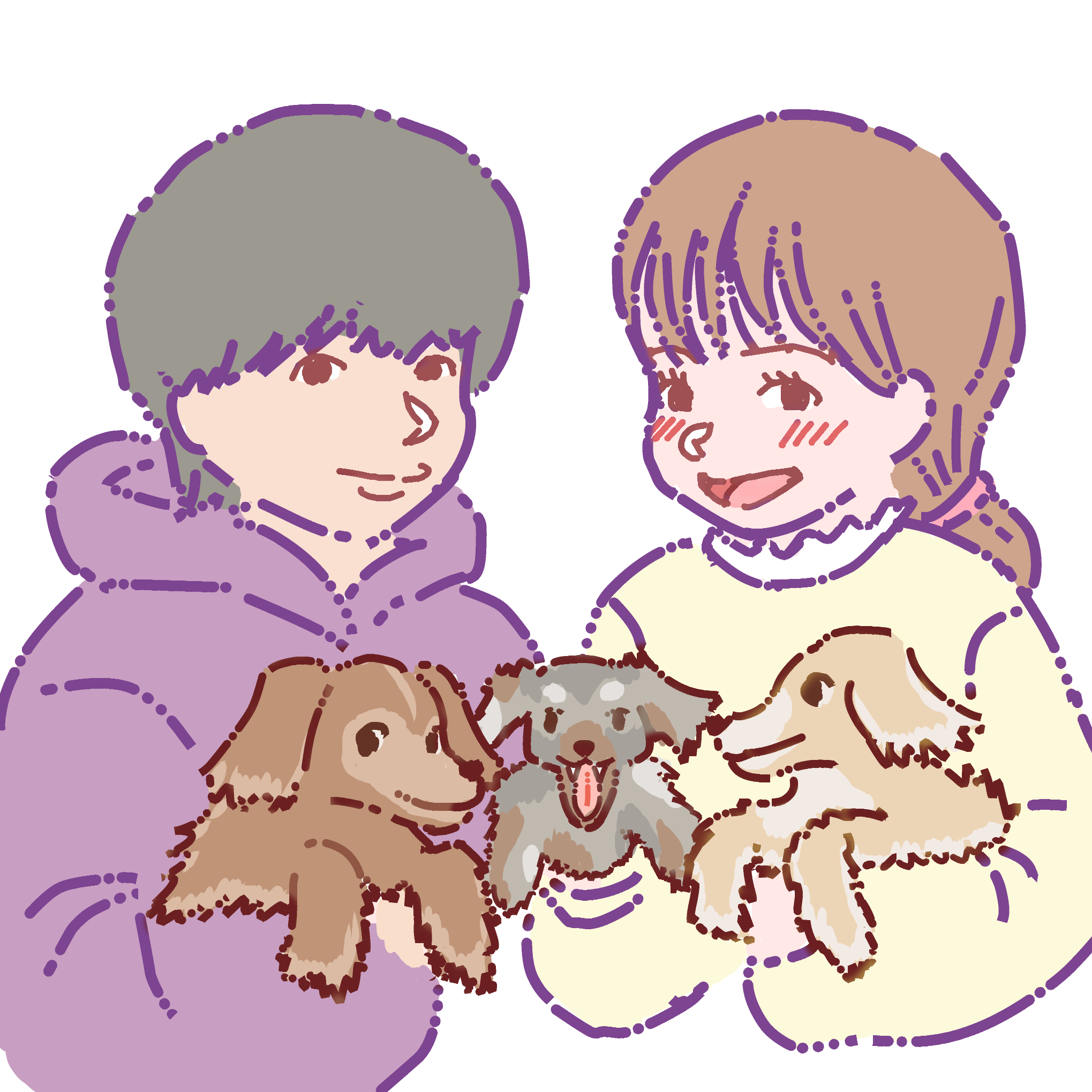 妻と私とダックスたち.jpg