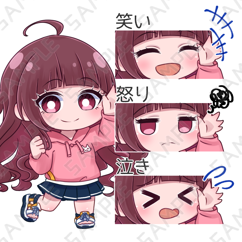 ピンクパーカーちゃん　表情サンプル.jpg