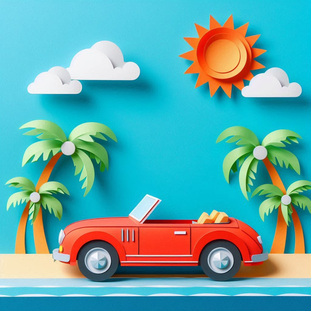 オープンカーの日をイメージしたペーパークラフト調のイラスト (2).png