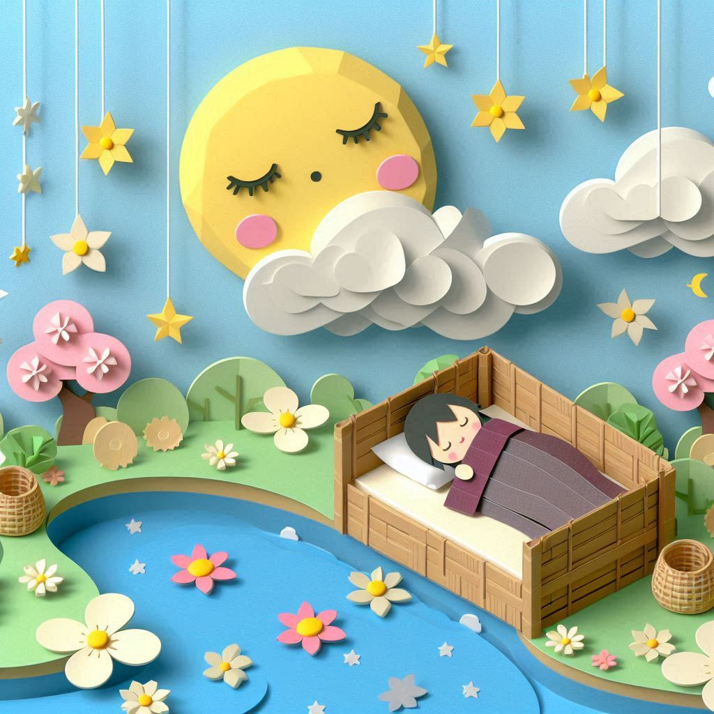 春の睡眠の日をイメージしたペーパークラフト調のイラスト (3).png