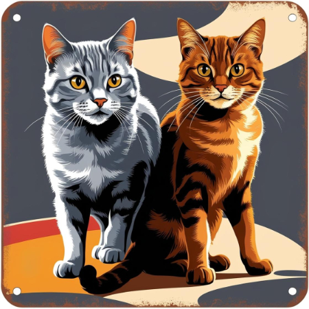 猫２匹　グレー　ブラウン　レトロ　アート (1).png