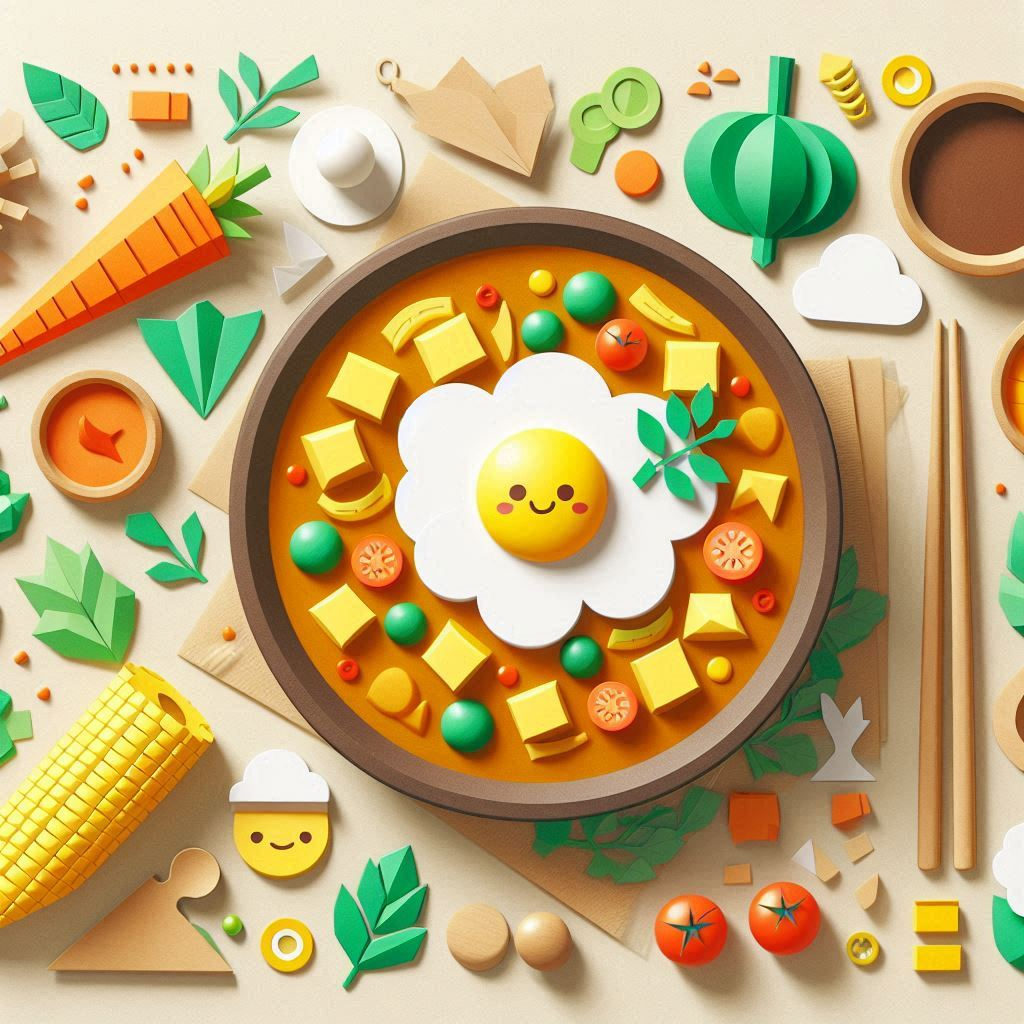 即席カレーの日をイメージできるイラスト ペーパークラフト調.png