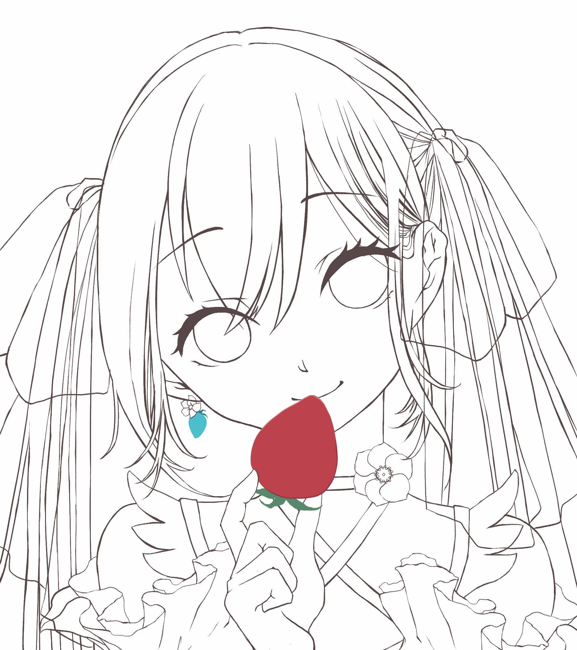 いちご 女の子 線画.png