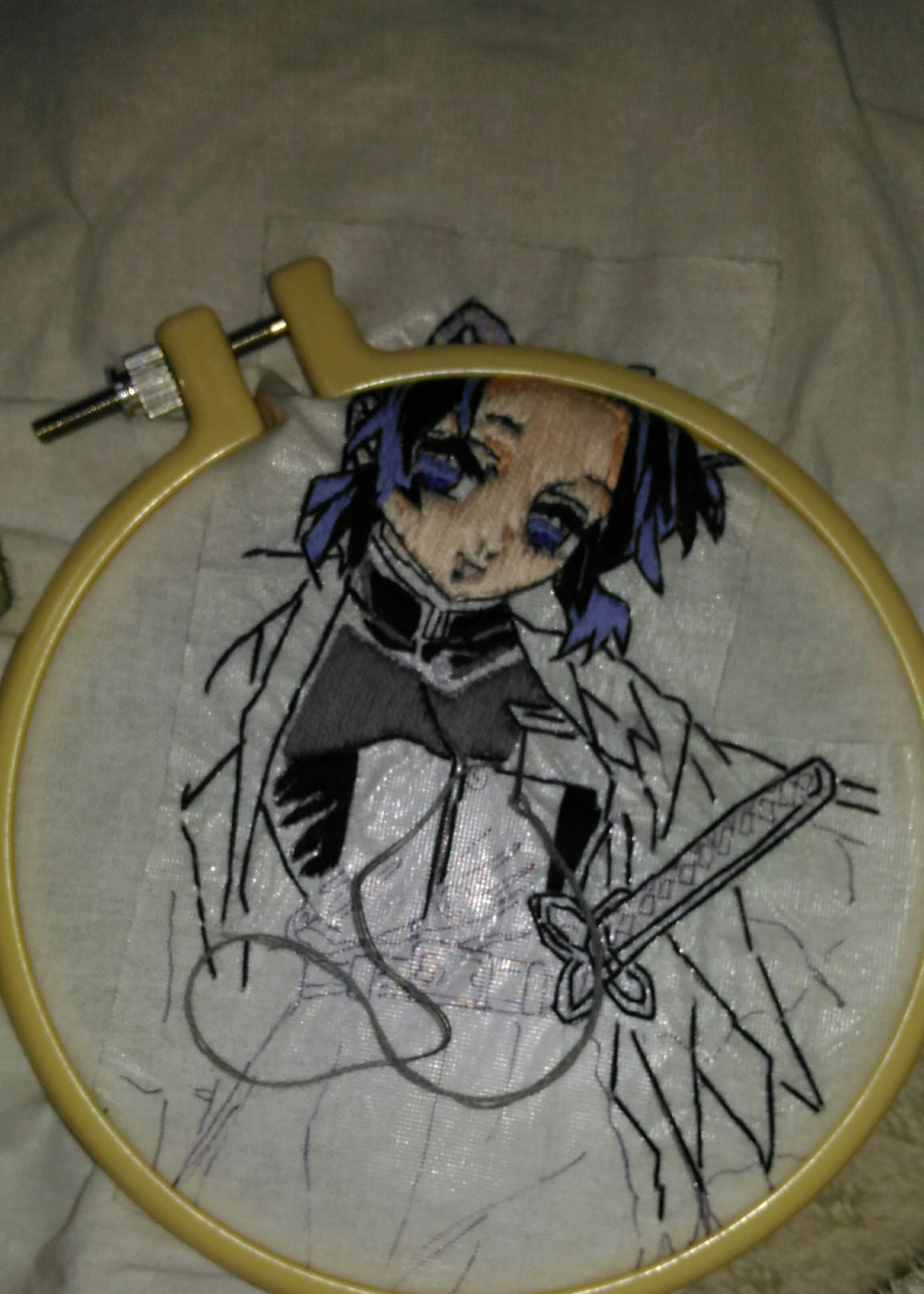 鬼滅の刃】胡蝶しのぶを手縫い刺繍で作ってみた結果【奈雲