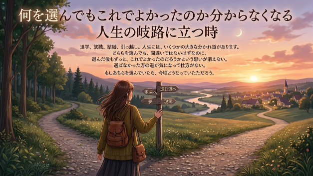 何を選んでもこれでよかったのか分からなくなる、人生の岐路に立つ時