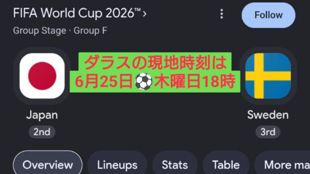 ワールドカップ２０２６、日本🆚スウェーデン戦を占う