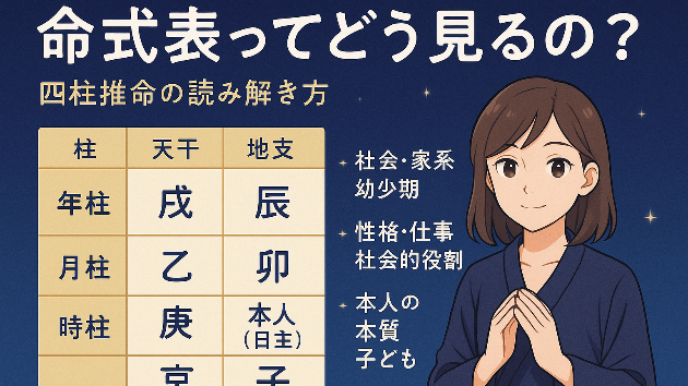 「命式表ってどう見るの？ 四柱推命の読み解き方」