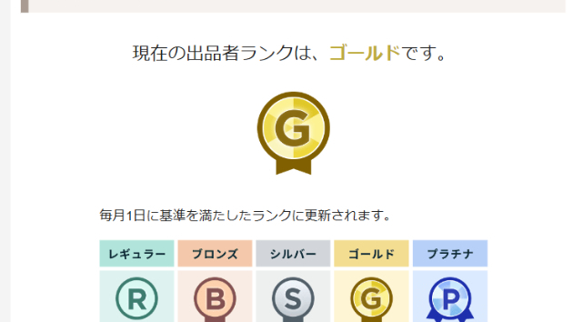 10月のココナラ出品者ランクがゴールドになりました