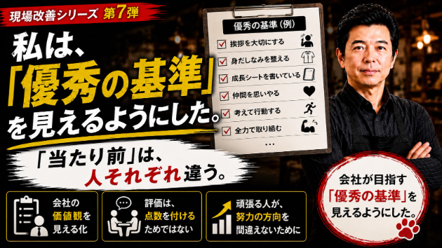 私は、「優秀の基準」を見えるようにした。 ― 「当たり前」は、人それぞれ違う。―