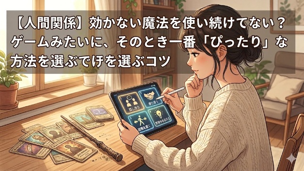 【人間関係】効かない魔法を使い続けてない？ゲームみたいに、そのとき一番「ぴったり」な方法を選ぶコツ