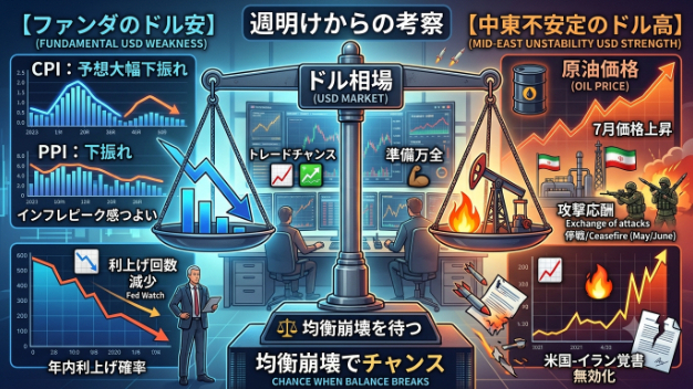 ​＼週明け相場はどう動く？🤔／ CPI下振れvs原油急騰のガチンコ勝負！激アツのトレードチャンスに備えるシナリオ考察 🔍✨