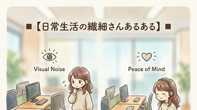 ■【日常生活の繊細さんあるある】■  職場で「誰かが離席した後の椅子の向き」がバラバラだと、こっそり全部デスクに対して並行に直して回る