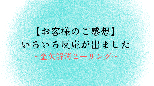 【お客様のご感想】いろいろ反応が出ました