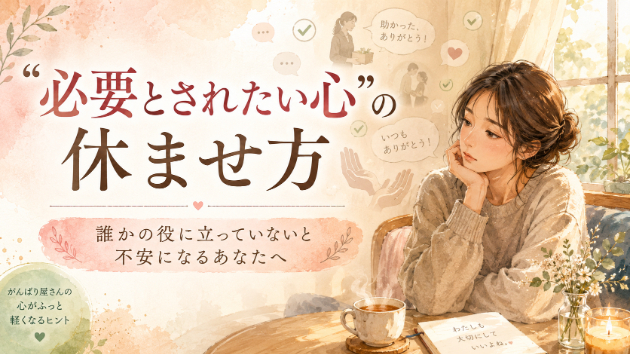 “誰かの役に立っていないと不安になる”あなたへ。心理学が教える“必要とされたい心”の休ませ方