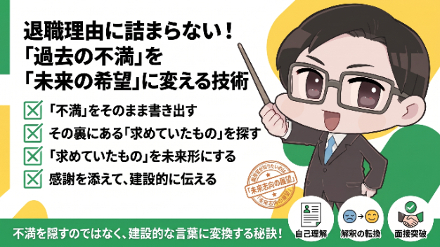 前職の退職理由、聞かれるたびに言葉に詰まっていませんか。