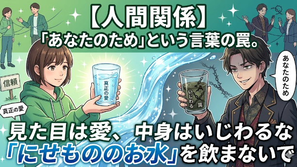 【人間関係】「あなたのため」という言葉の罠。見た目は愛、中身はいじわるな「にせもののお水」を飲まないで