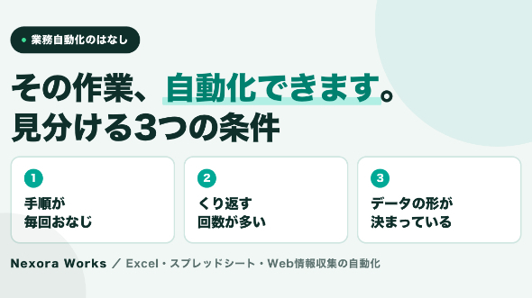 その作業、自動化できます。見分ける3つの条件