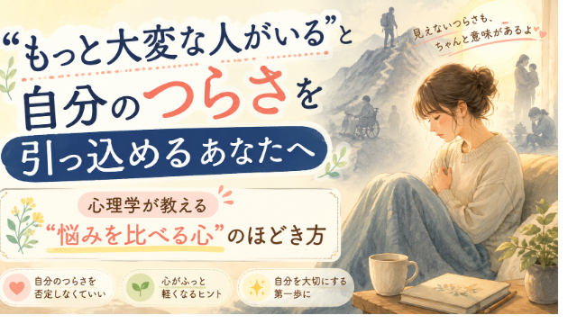 “もっと大変な人がいる”と自分のつらさを引っ込めるあなたへ。心理学が教える“悩みを比べる心”のほどき方