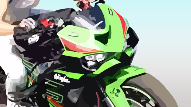 走るバイクをイラストにしました。