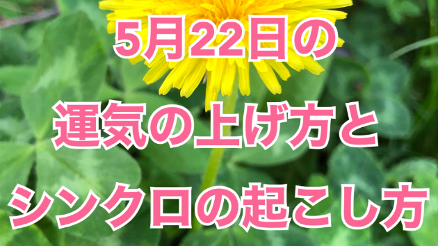 5月２２日の運気の上げ方とシンクロの起こし方☆彡