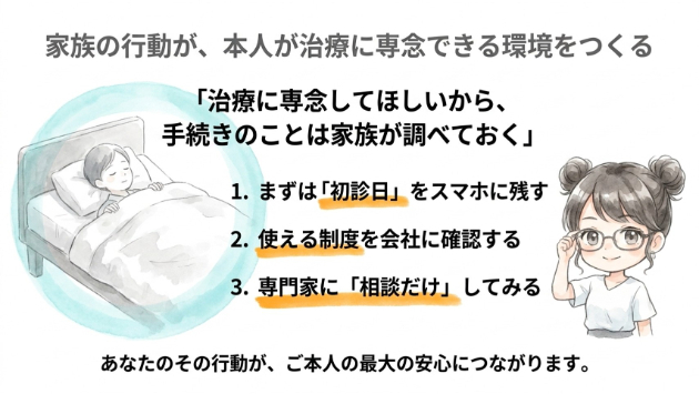 家族が倒れたとき、障害年金に繋げるためにやってほしい３つのポイント