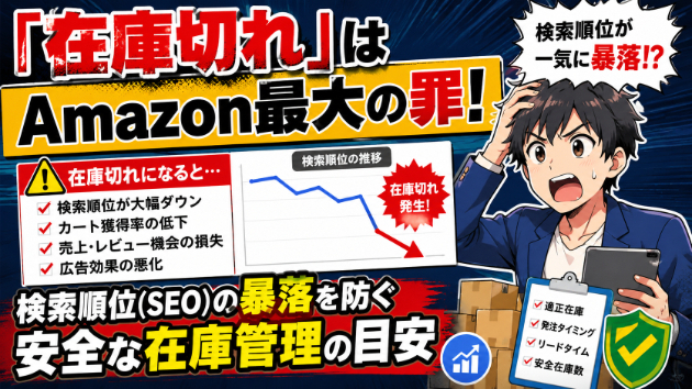 「在庫切れ」はAmazon最大の罪！検索順位（SEO）の暴落を防ぐ安全な在庫管理の目安