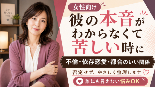 好きだけど苦しい恋愛、不倫、依存関係の話を否定せず聞きます