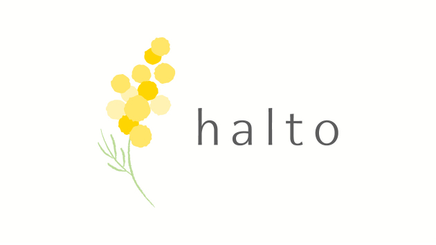 カフェのロゴデザイン｜halto　ミモザロゴ