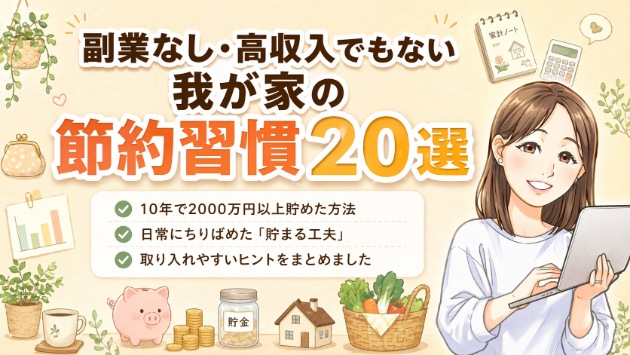 副業なし・高収入でもないけど貯まる家計｜2000万円以上貯めた我が家の節約習慣20選