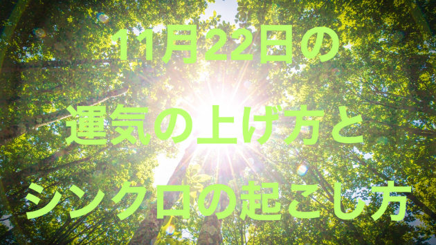 １１月２２日の運気の上げ方とシンクロの起こし方☆彡