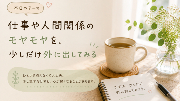 仕事や人間関係のモヤモヤを、少しだけ外に出してみる
