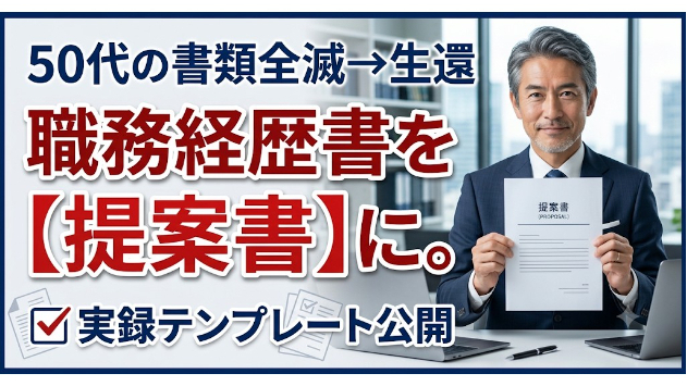50代の書類選考、全滅からの生還。「スキル不足」という不採用通知の嘘を暴き、職務経歴書を【提案書】に書き換えた実録。