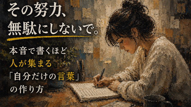 その努力、無駄にしないで。本音で書くほど人が集まる「自分だけの言葉」の作り方