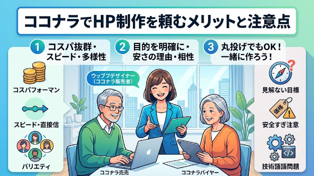 ココナラでHP制作を頼むメリットと注意点