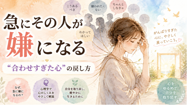“急にその人が嫌になる”あなたへ。心理学が教える“合わせすぎた心”の戻し方