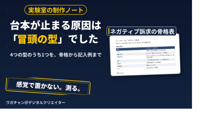 4つの型のうち1つを、骨格から記入例まで分解します｜台本が止まる原因は『冒頭の型』でした