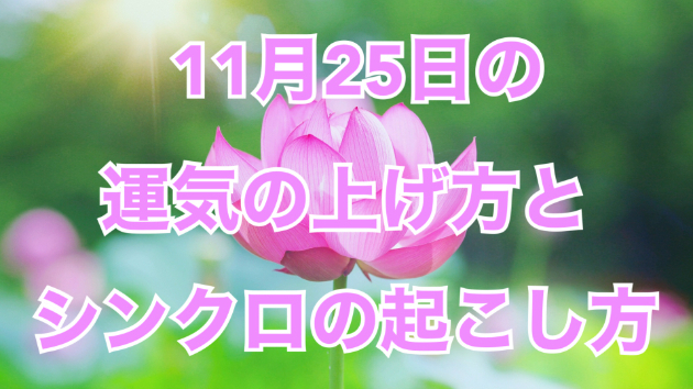 １１月２５日の運気の上げ方とシンクロの起こし方☆彡