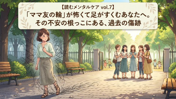【読むメンタルケア vol.7】「ママ友の輪」が怖くて足がすくむあなたへ。その不安の根っこにある、過去の傷跡