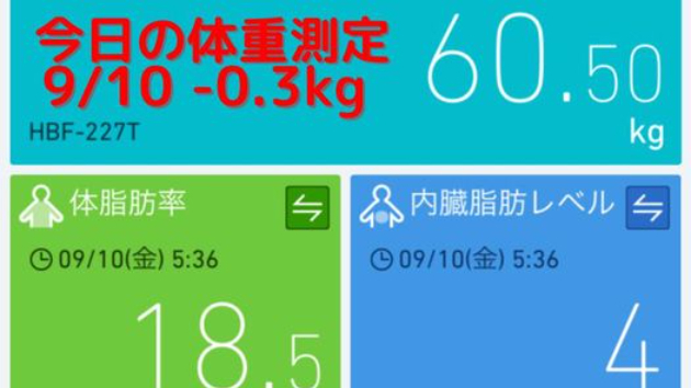 今日の体重測定9/10