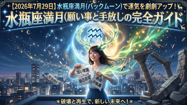 【2026年7月29日】水瓶座満月「バックムーン」完全ガイド！新しい自分への再生と願い事マニュアル