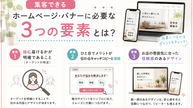 集客できるホームページ・バナーに必要な「3つの要素」とは？
