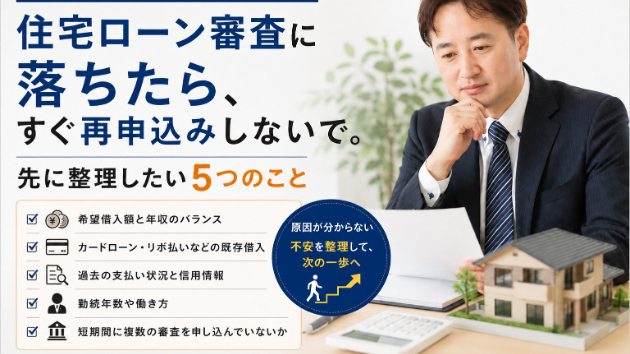 住宅ローン審査に落ちたら、すぐ再申込みしないで。先に整理したい5つのこと
